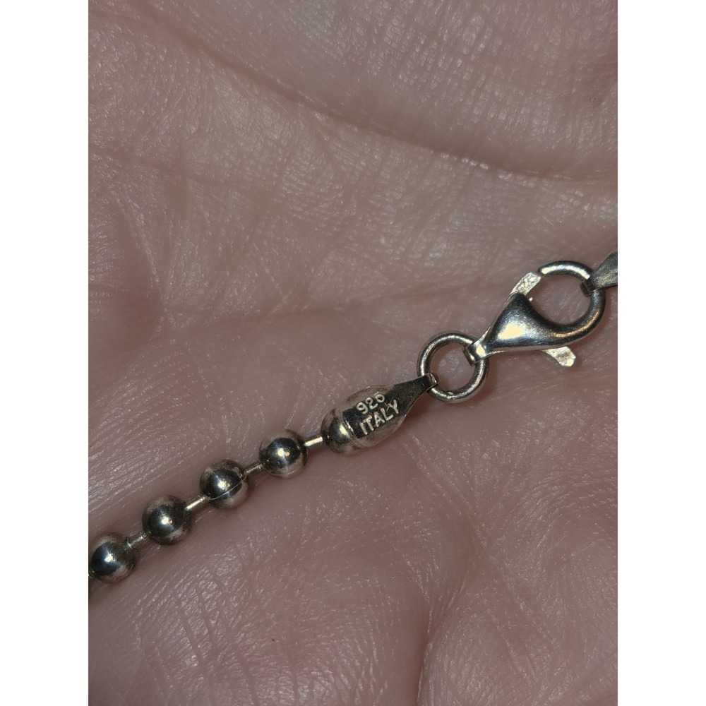 Sterling Silver .925 Italy. Ball And Chain Necklace. 18 Inches - Picture 3 of 8